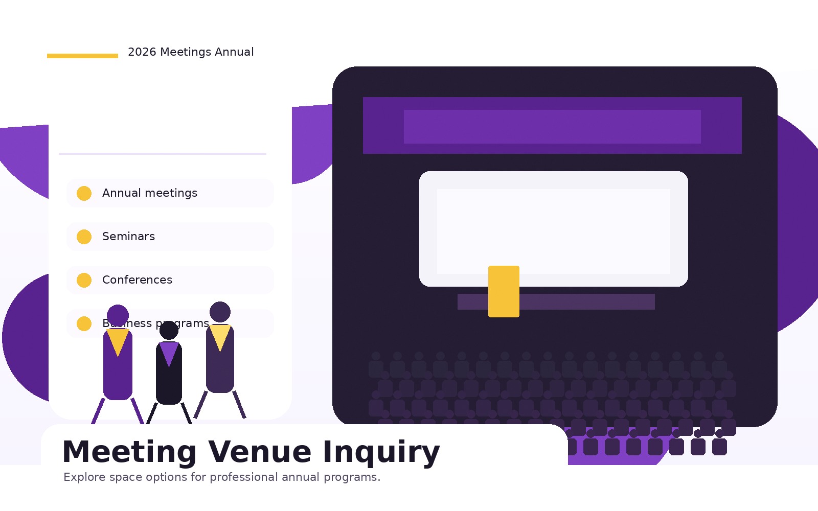 Professional meeting venue inquiry visual